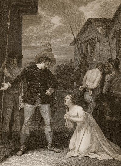 La traición del coronel Kirke, 1685, grabado por A. Smith, ilustración de 